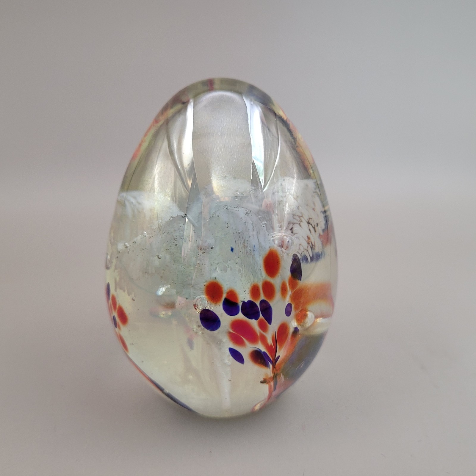 Vintage 1997? Artist Signed Glass Paperweight Art Glass Egg Shape Mshash 3.25″