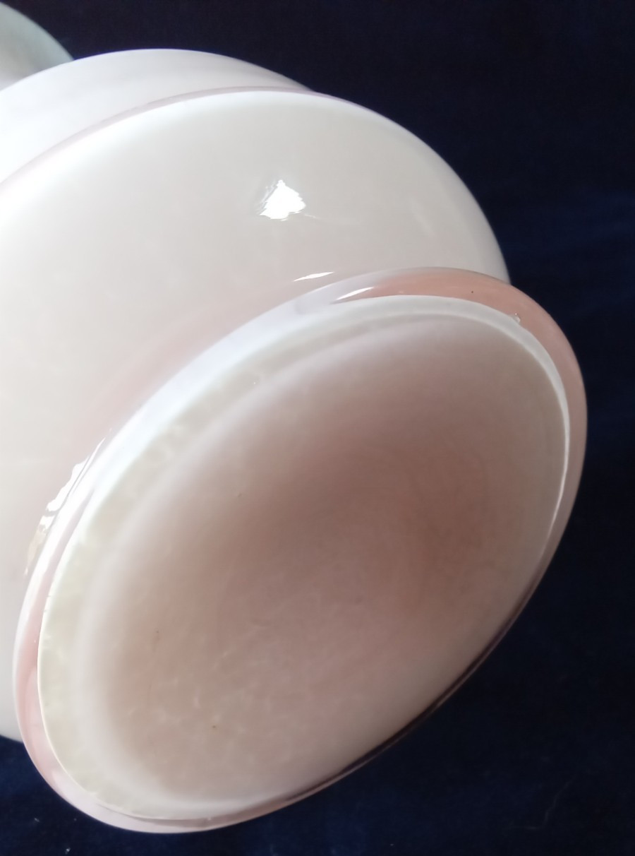 Vintage Glass Vase. Pale Pink Cased w/Step Design. Tapered. Art Deco. 7 1/4″