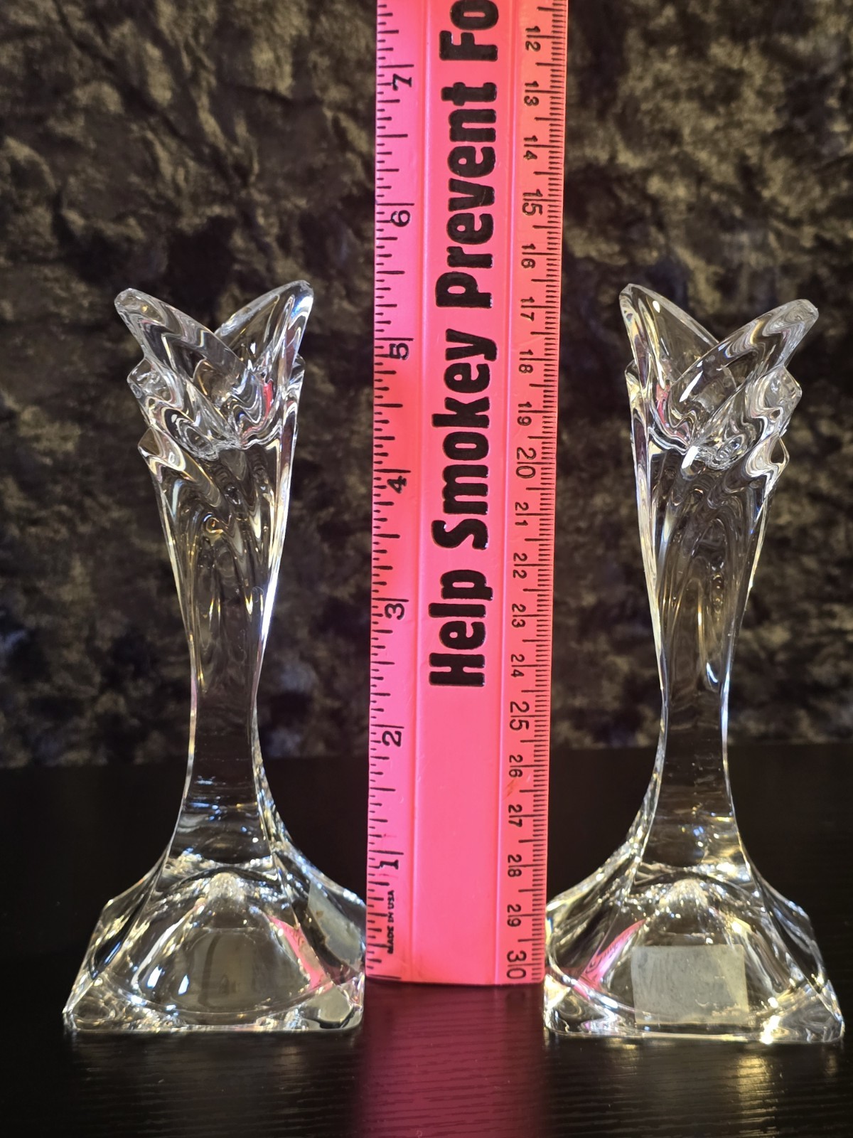 Vintage Mikasa Deco Crystal Candlestick Holders Set 2 Fluted Art Deco 5.5″