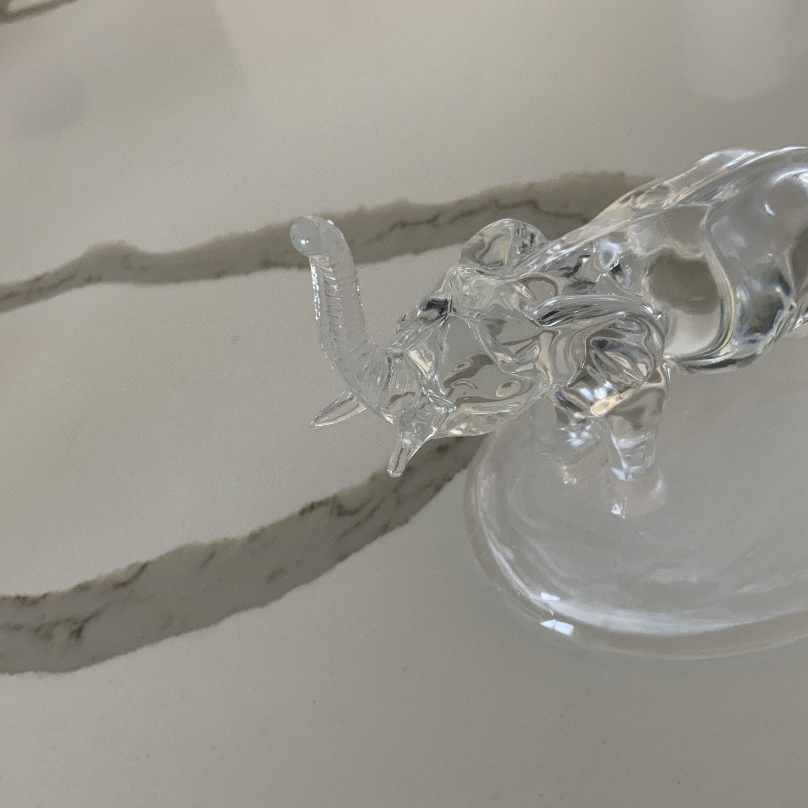 Glass Crystal Elephant Figurine Statue Sculpture Pachyderm Trunk Up Art Decor