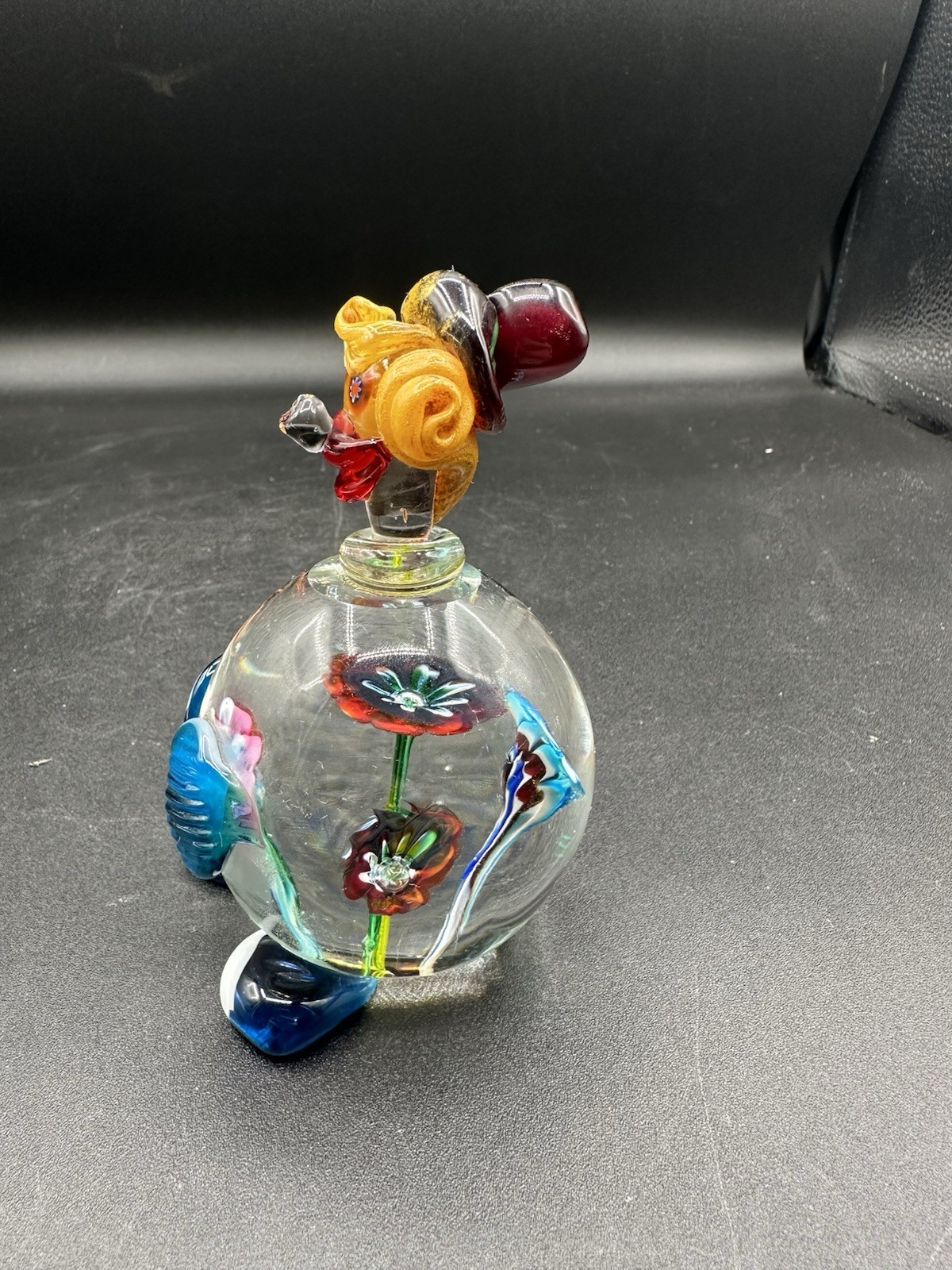 Vintage Murano Blown Glass Pot Belly Confetti Smiling Clown Made In Italy
