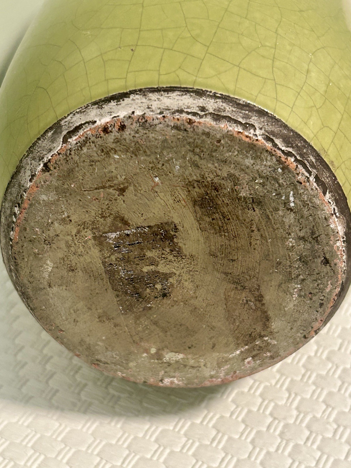 Pottery Vase Birds Crackled Green Art Decorative Gorgeous Heavy Piece. 14” EUC