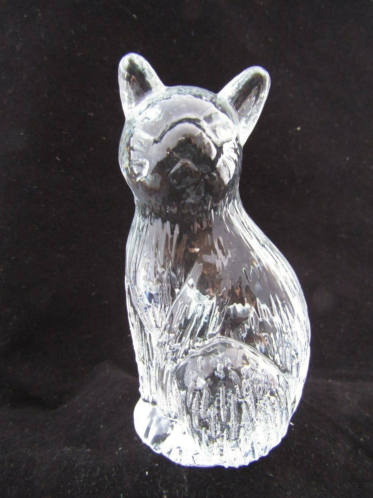 Vintage Art Glass- Controlled Bubble Paperweight- Cat- Kitten- 4.0” Tall #364