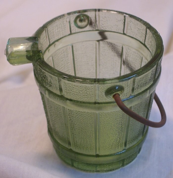 Green Glass Bucket Ashtray from 1960s by Continental Can Company