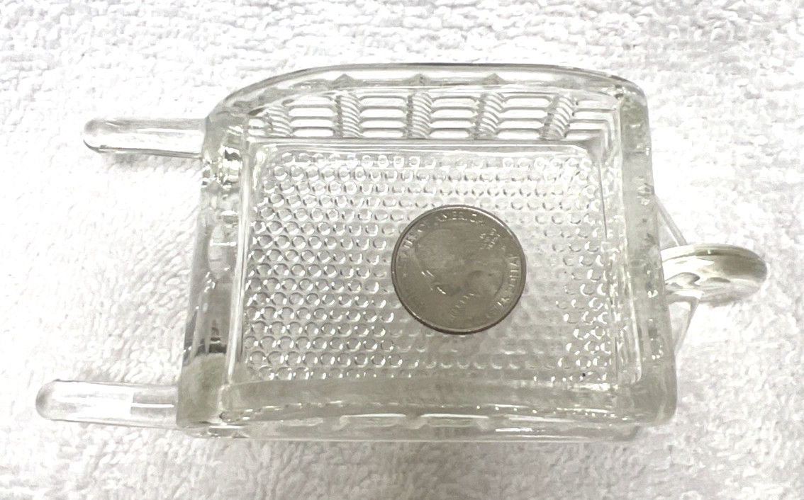 Vintage Crystal Pattern Glass Wheelbarrow Ashtray Candy Container Barware