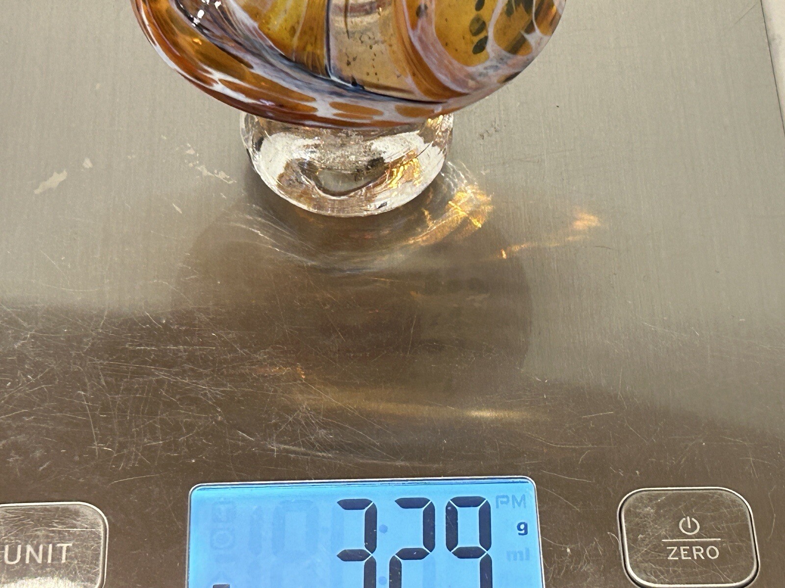 Vintage Art Glass Paper Weight Toadstool Mushroom Brown White 3.25 inches High