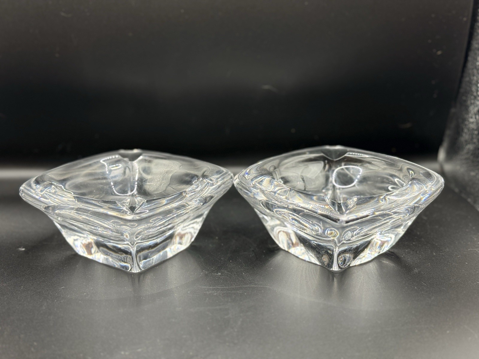 Vintage 2 Signed Daum France Ashtrays/Trinket Dish