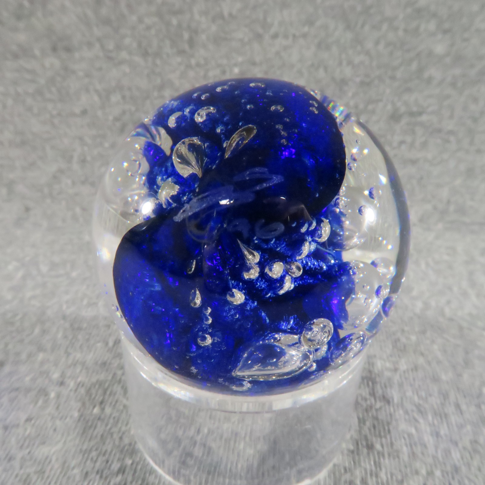 California Glass Studio Marble Orb Cobalt Blue Controlled Bubble Ocean Tide 1996