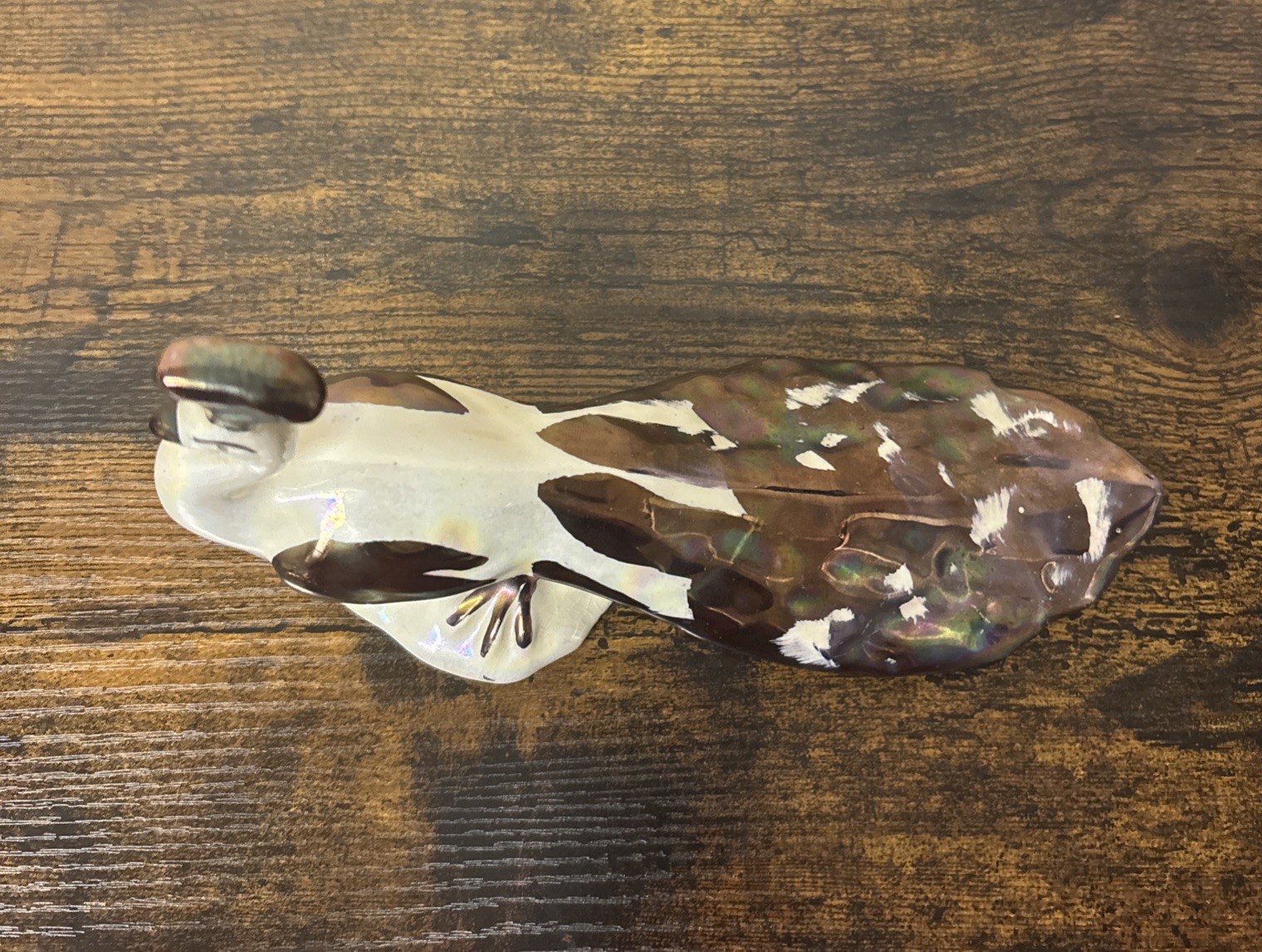 Vintage Peacock Copper Gold Iridescent Lusterware Figurine
