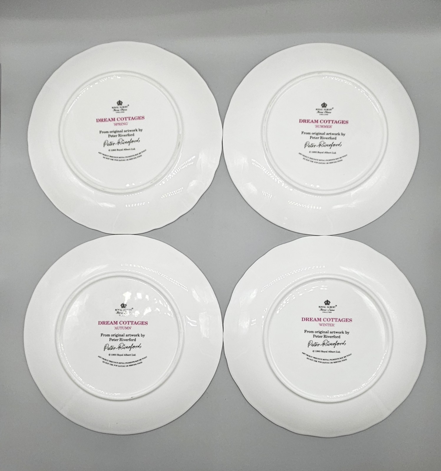 1993 Royal Albert Dream Cottages Peter Riverford Four Seasons Collectors Plates