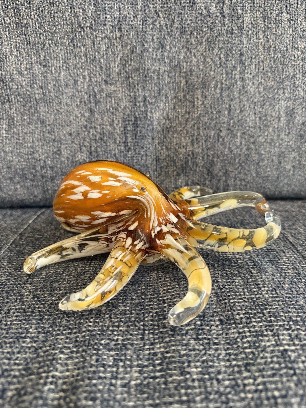 Murano Style Octopus Hand Blown Glass Figurine