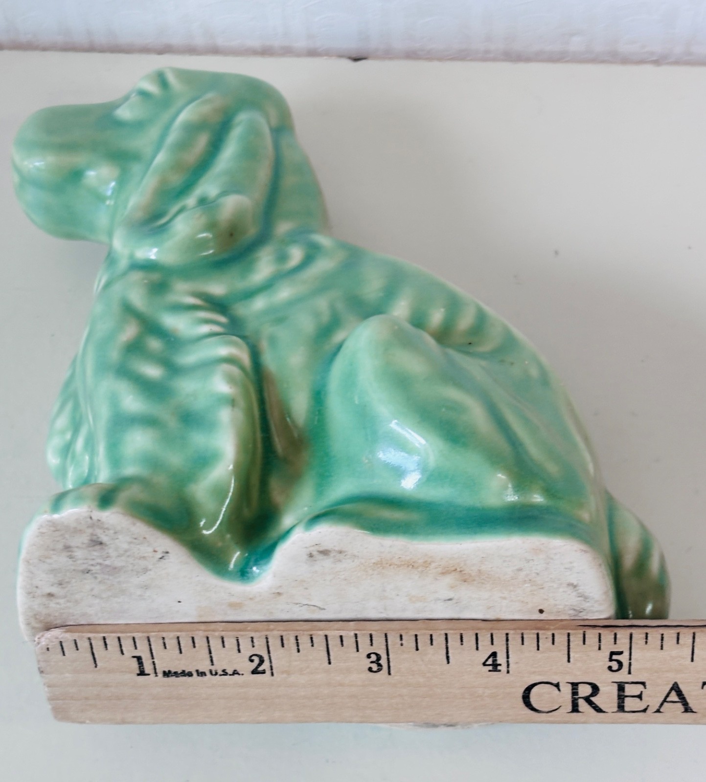 VTG 40’S SHAWNEE POTTERY COCKER SPANIEL DOG CERAMIC PLANTER POT JADEITE GREEN