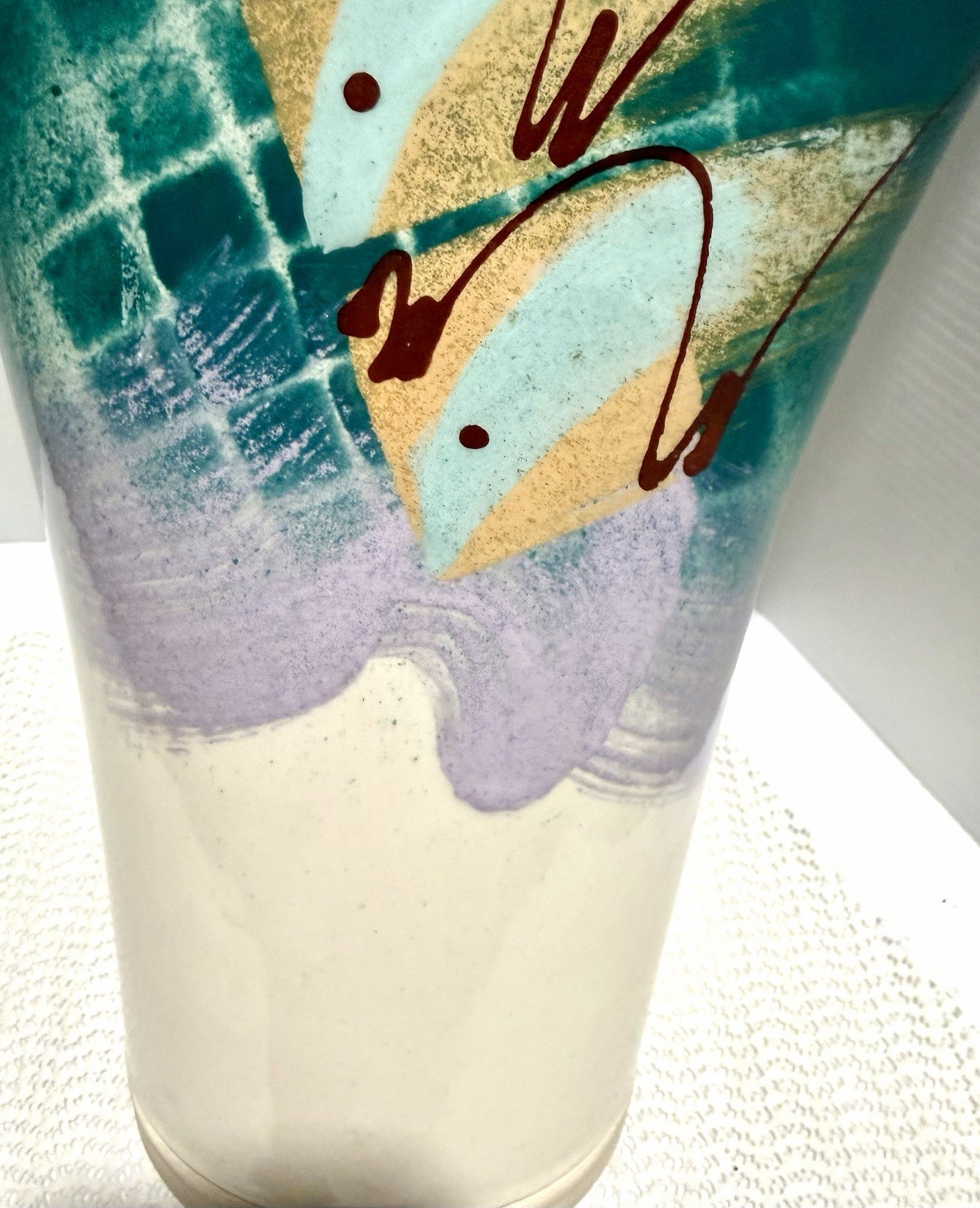 Vintage Michael Kifer 1980s Colorful Design Studio Pottery Memphis Style Vase