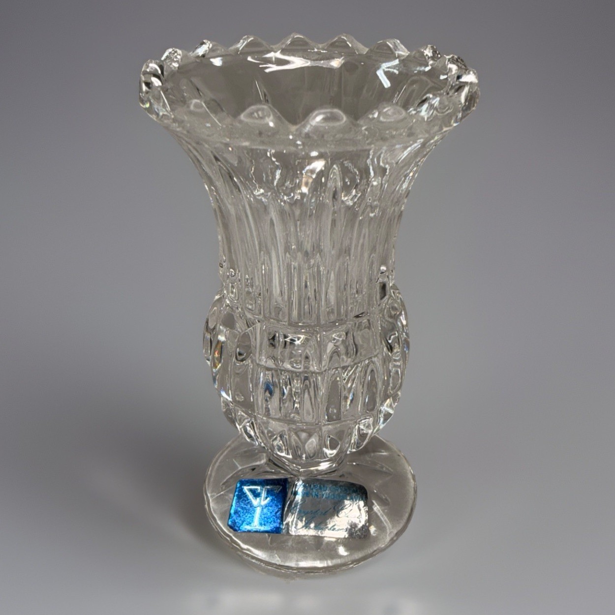 Vintage Crystal Clear Industries 4.25” Tall 24% Lead Crystal Vase#0
