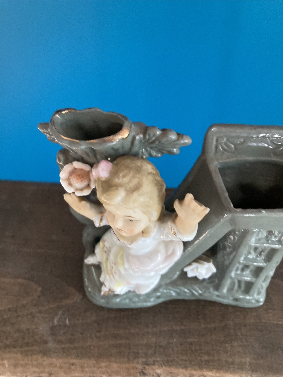 Vintage “Girl On A Slide” Spill Vase Japan