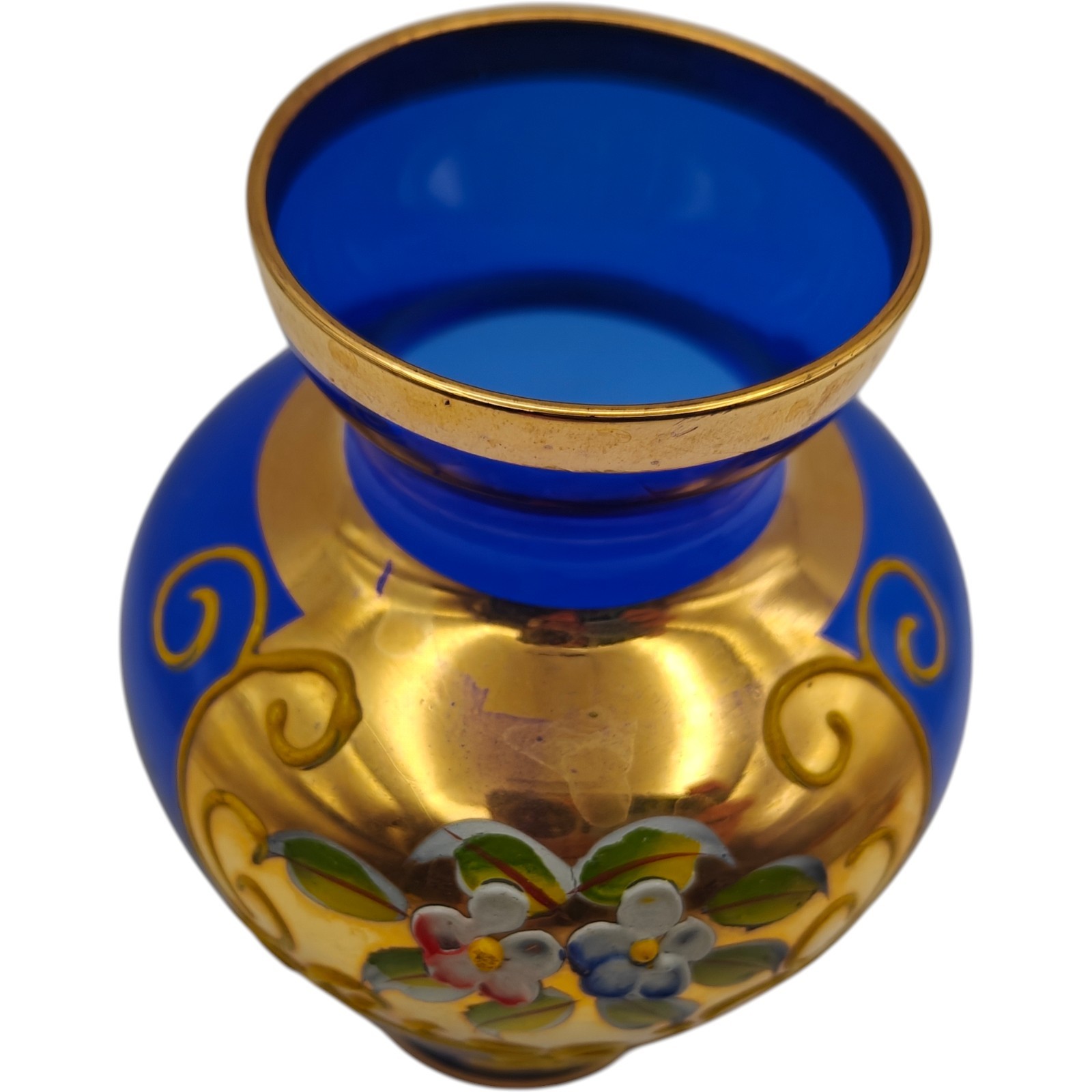 Antique Nasco Cobalt Blue Vase Floral Hand Painted