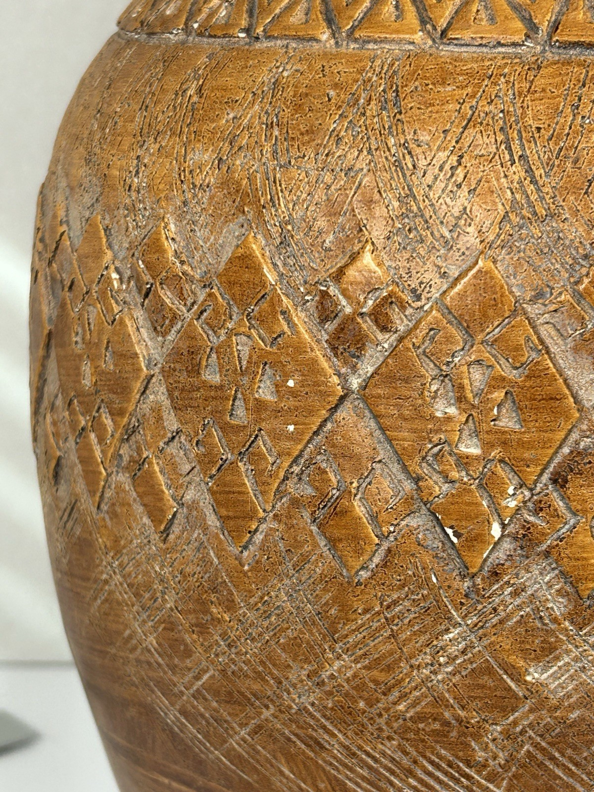 C Sig. Terracotta Pottery 15″ Floor Vase