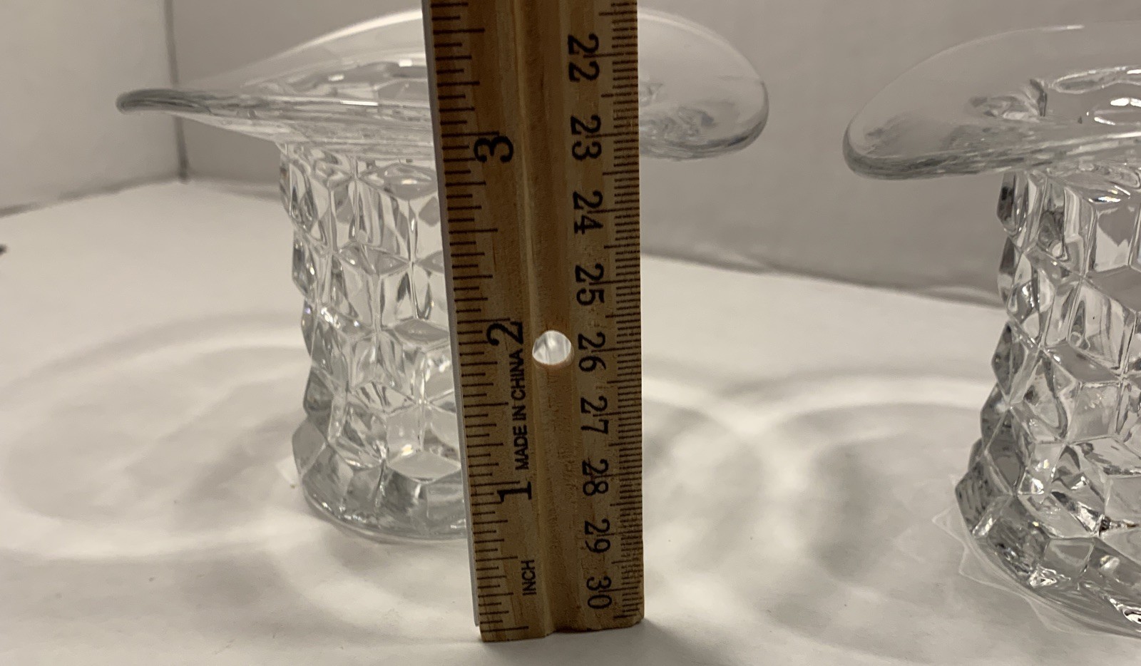 Vintage Fostoria American Cube Pattern Cubist Top Hat Vase Clear Set Of 2