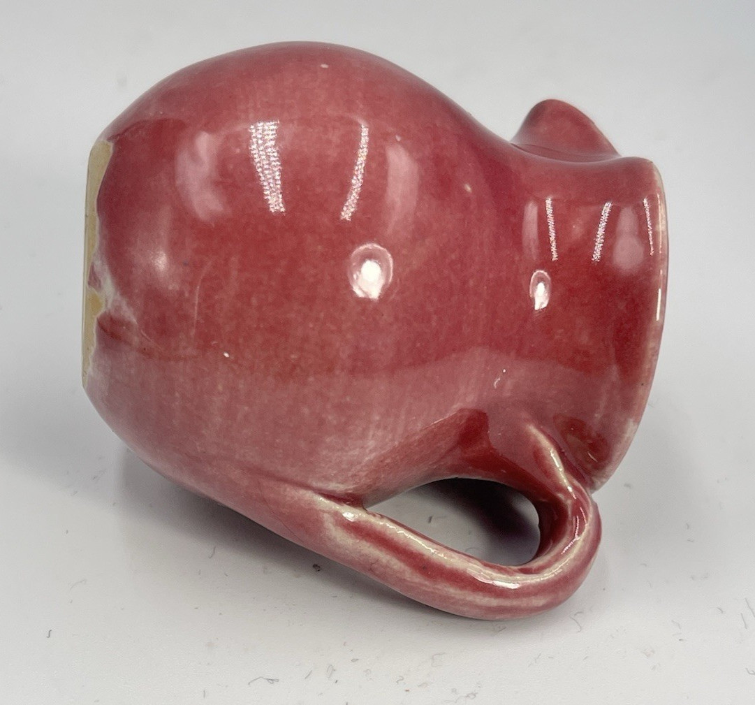 Signed W. J. Gordy Georgia Art Pottery Small Pink Pitcher 2.25″