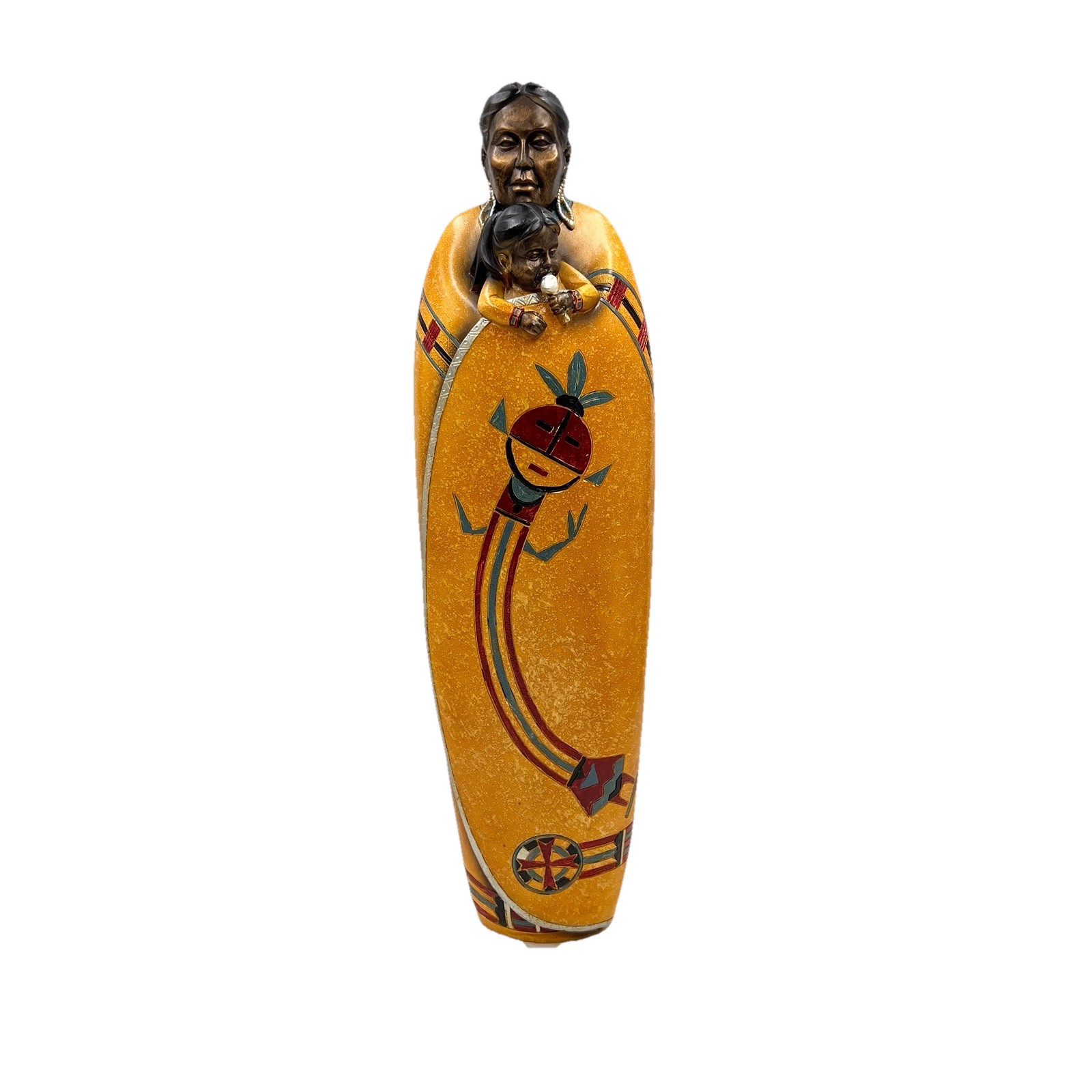 Native American Storyteller Pueblo 17” Tall Resin Figure Woman Child New Mexico