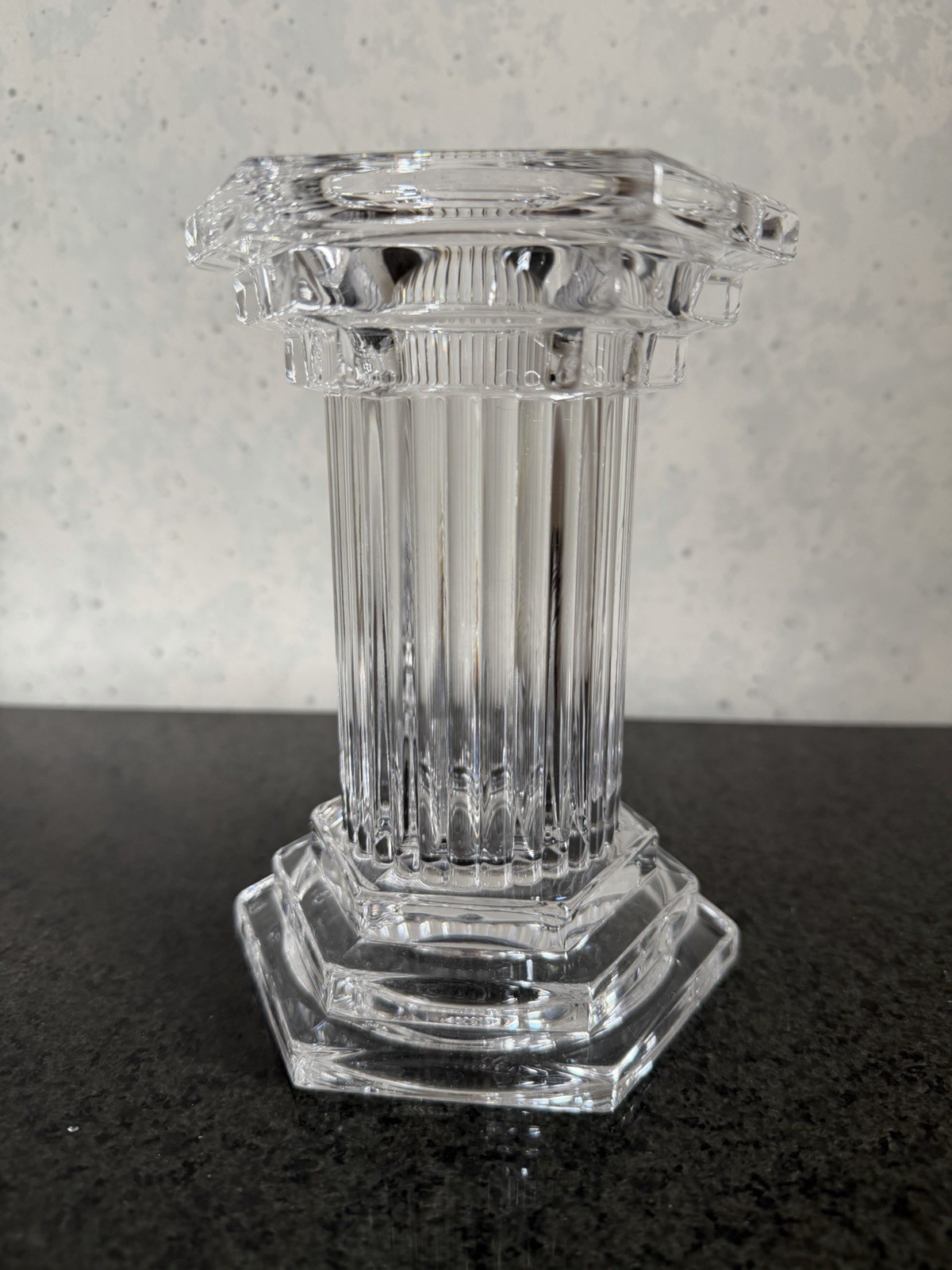 Vintage Marquis by Waterford Crystal Pillar Triumphe Candle Holder Pair 6”