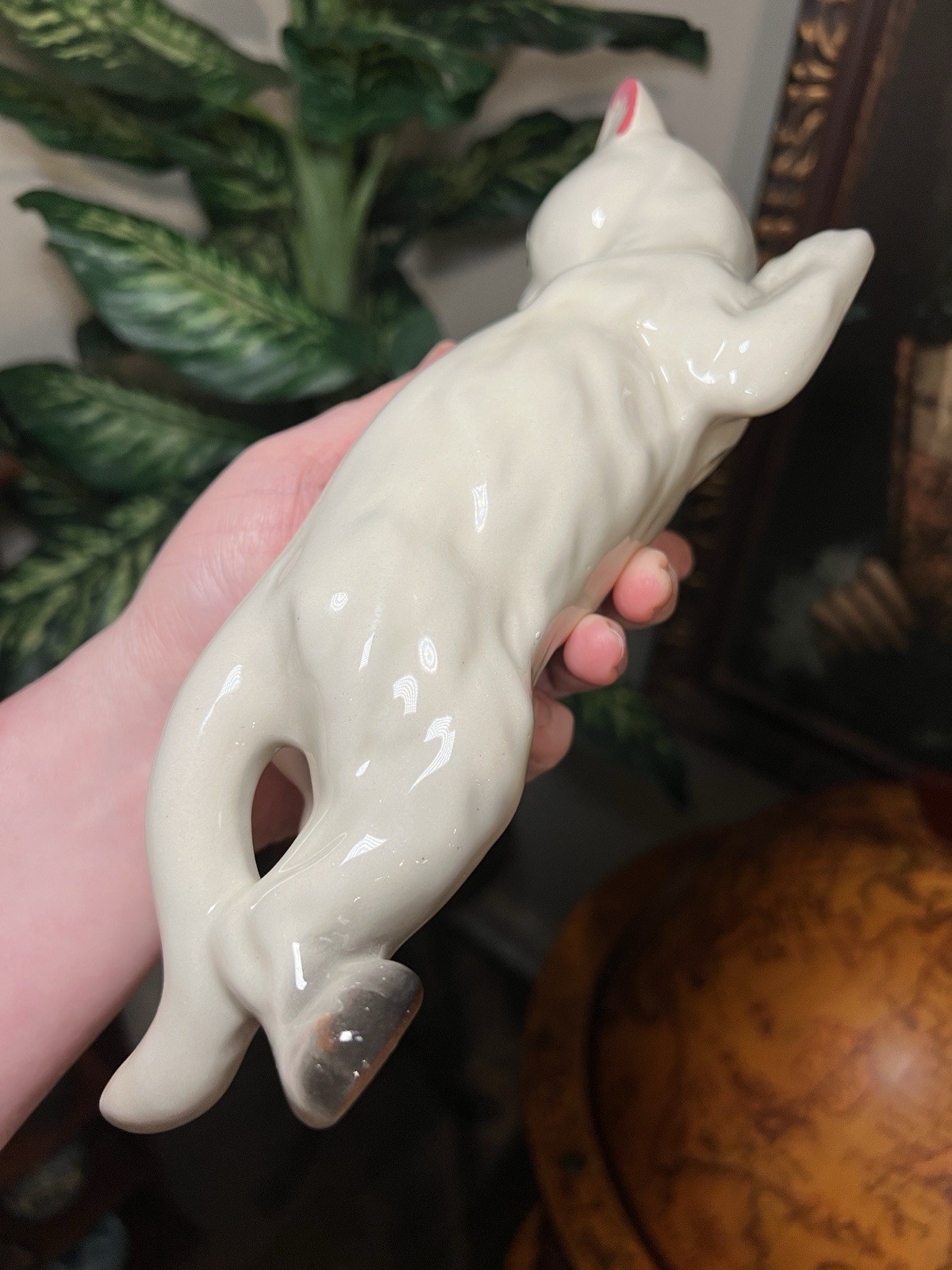 Vintage MCM Ceramic Climbing Cat Wall Art Eyelash Pink Ear Tips Camark Style