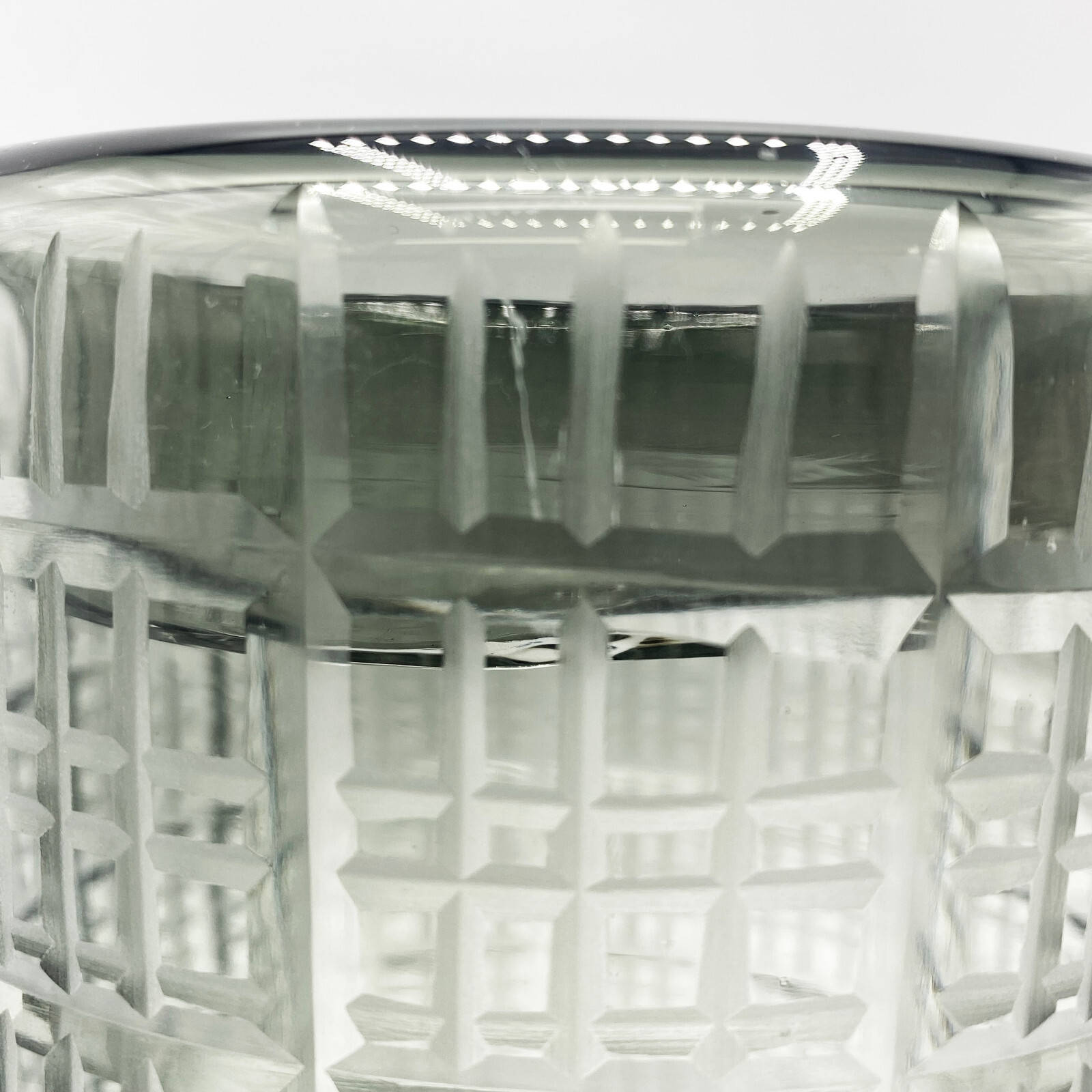 CYAN DESIGN Off the Grid (Small) Smoke Cut Glass Vase or Candle Holder