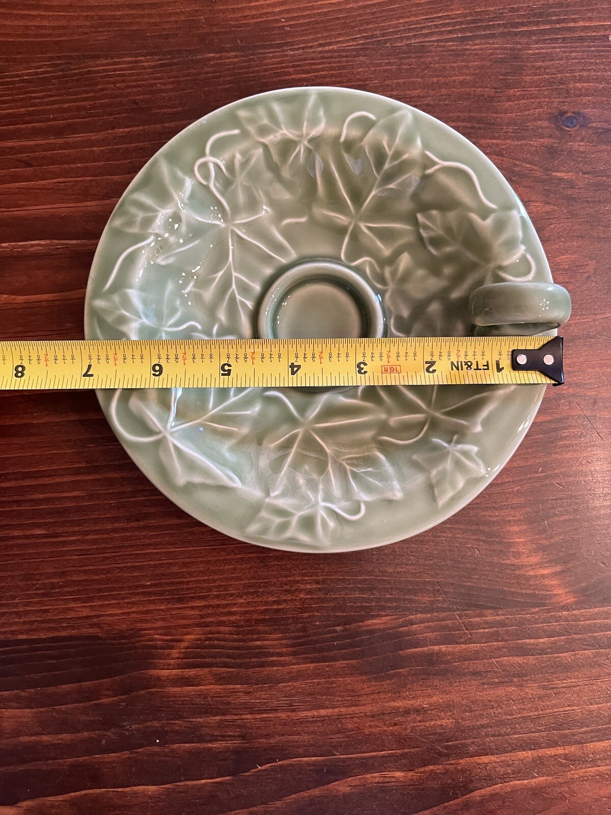 Franciscan Ivy Green Candle Holder Chamberstick Finger Loop Vintage Victorian