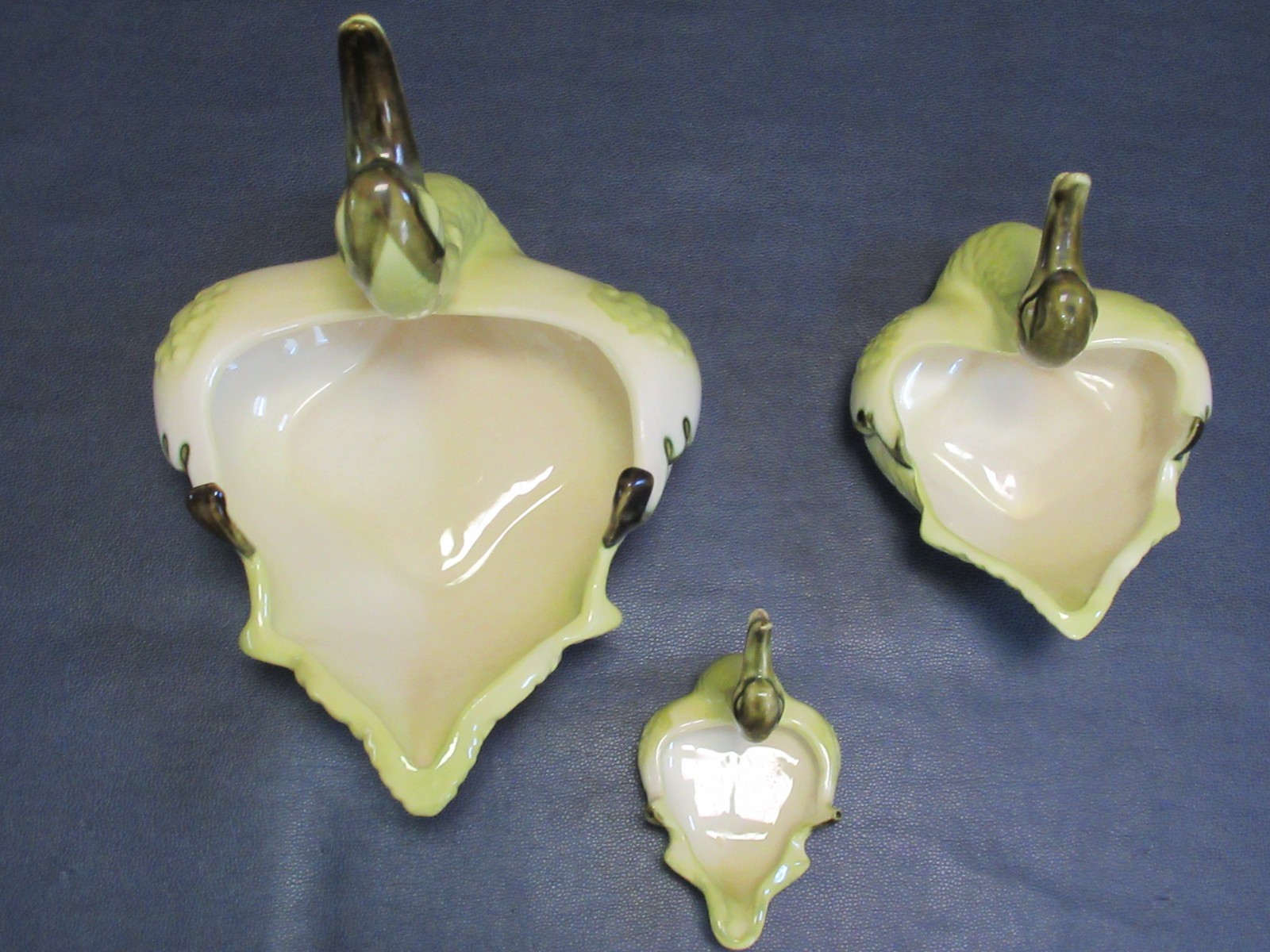 Vintage Mid Century Hull Pottery Swan Planter Bowl #80 #69 Green Set Of 3