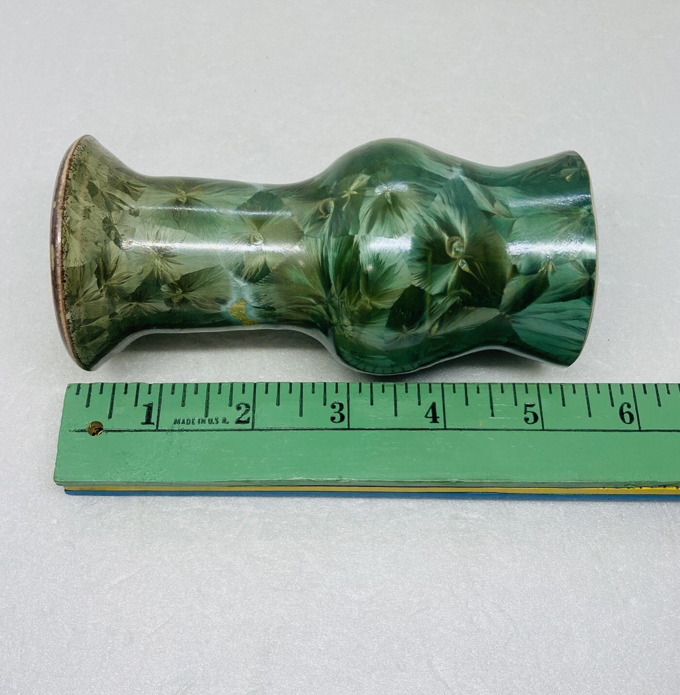 Rare Ernest Light Crystalline Porcelain Vase Green Starburst Glazed Effect 36