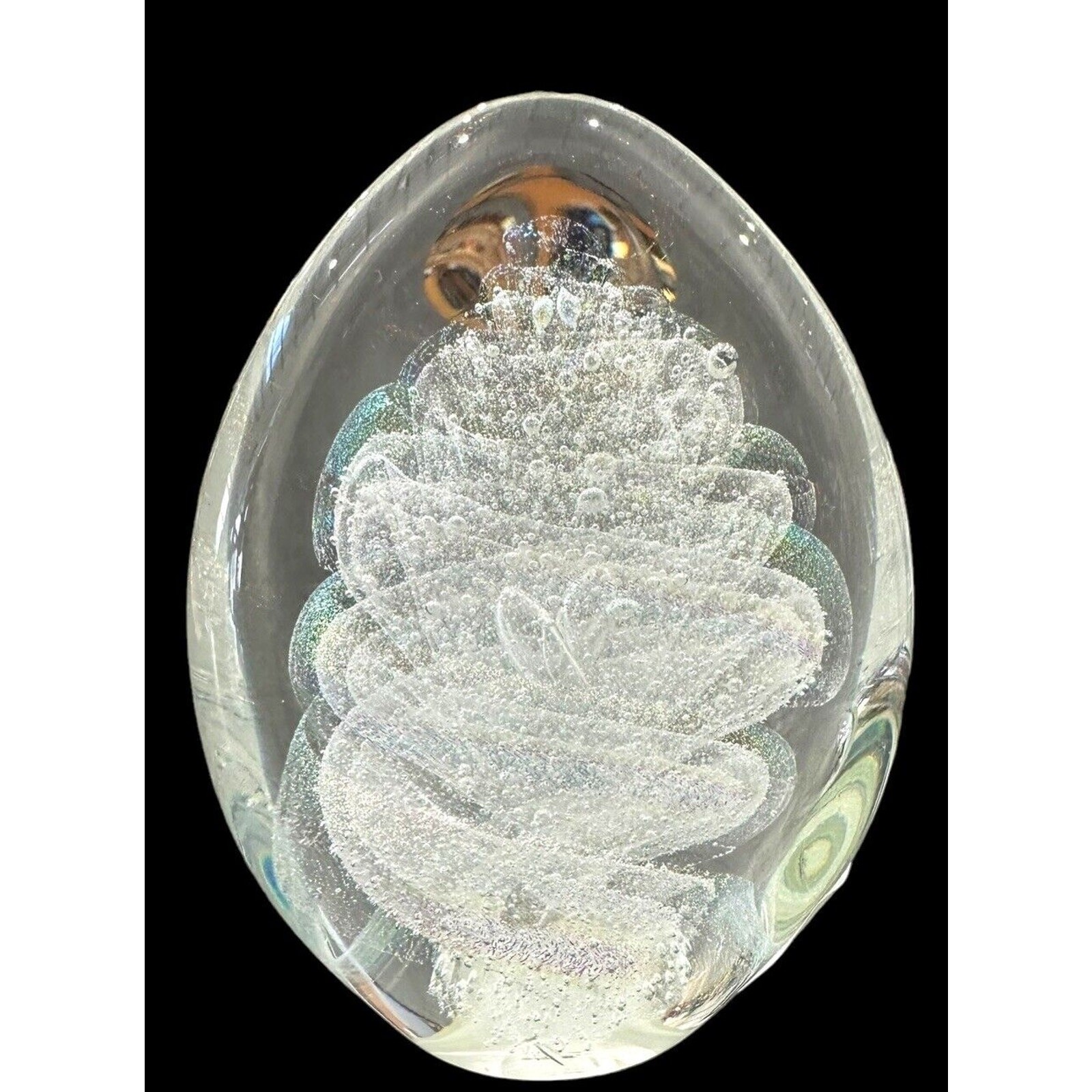 NEW Alabaster Small Paddle Crystal Dichroic Art Glass Paperweight S. Garrelts