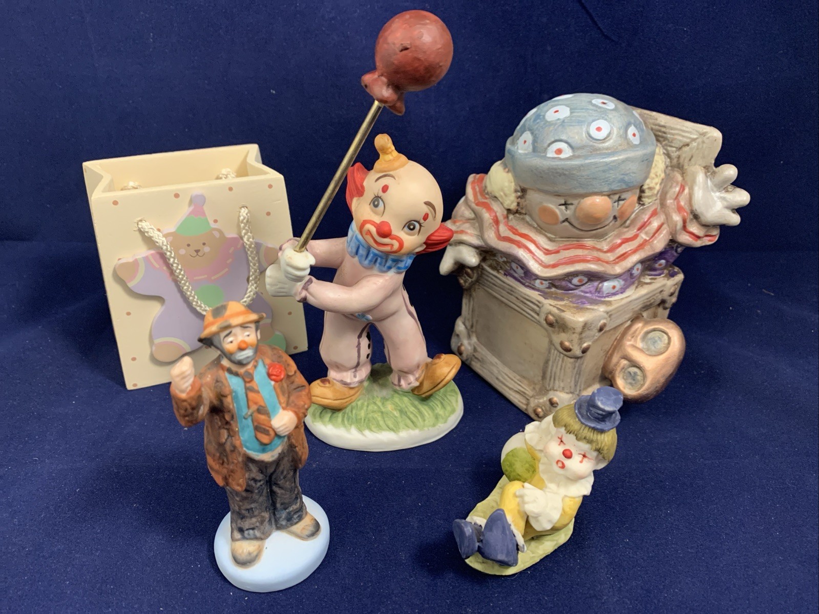 Clowning Around Assorted Lot Of 5 Vintage Clown Ceramic Figurines