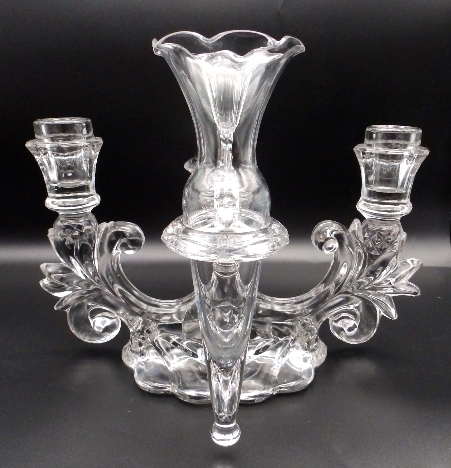Vintage Cambridge Caprice Candelabra Epergne 3 Light 4 Arm Crystal Glass Clear