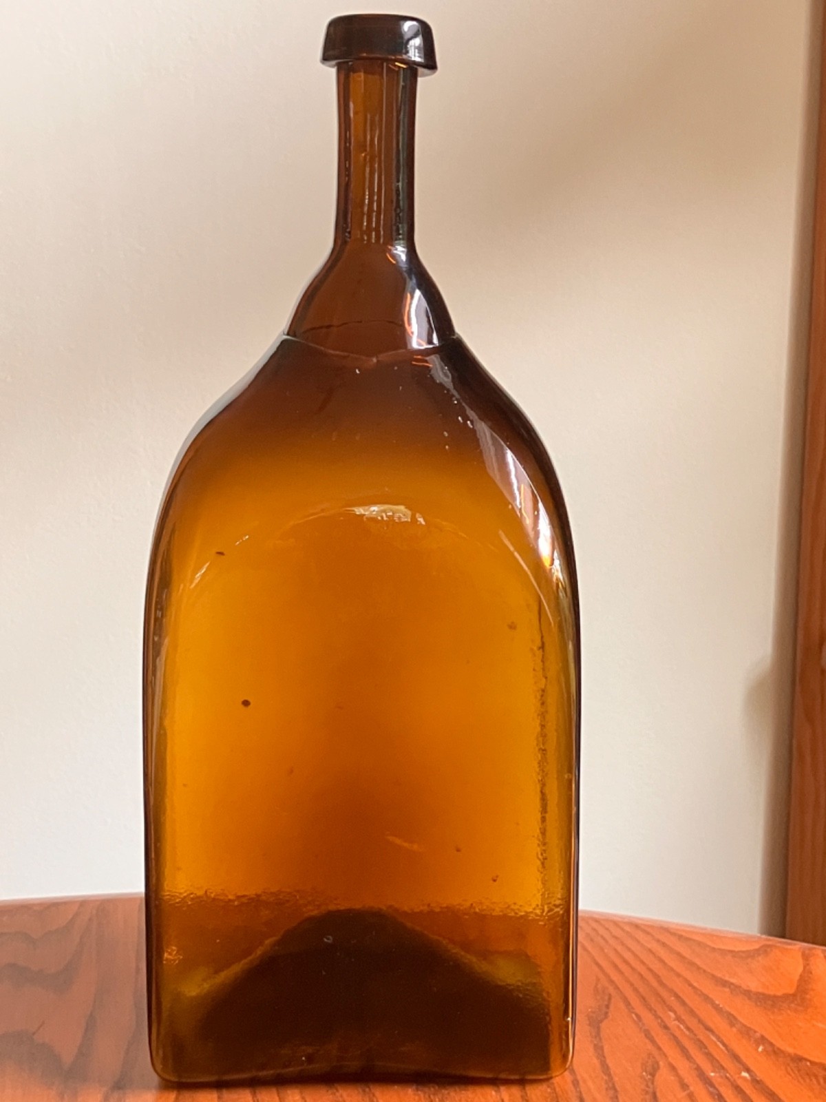 Vintage ÁVALOS GLASS Amber Honey Brown Hand Blown Bottle 12 1/2″ Mexico