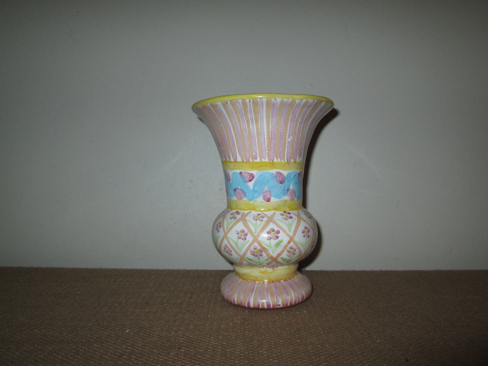Vintage MACKENZIE CHILDS Taylor Summer Frock Hand-Painted Ceramic Vase *Retired