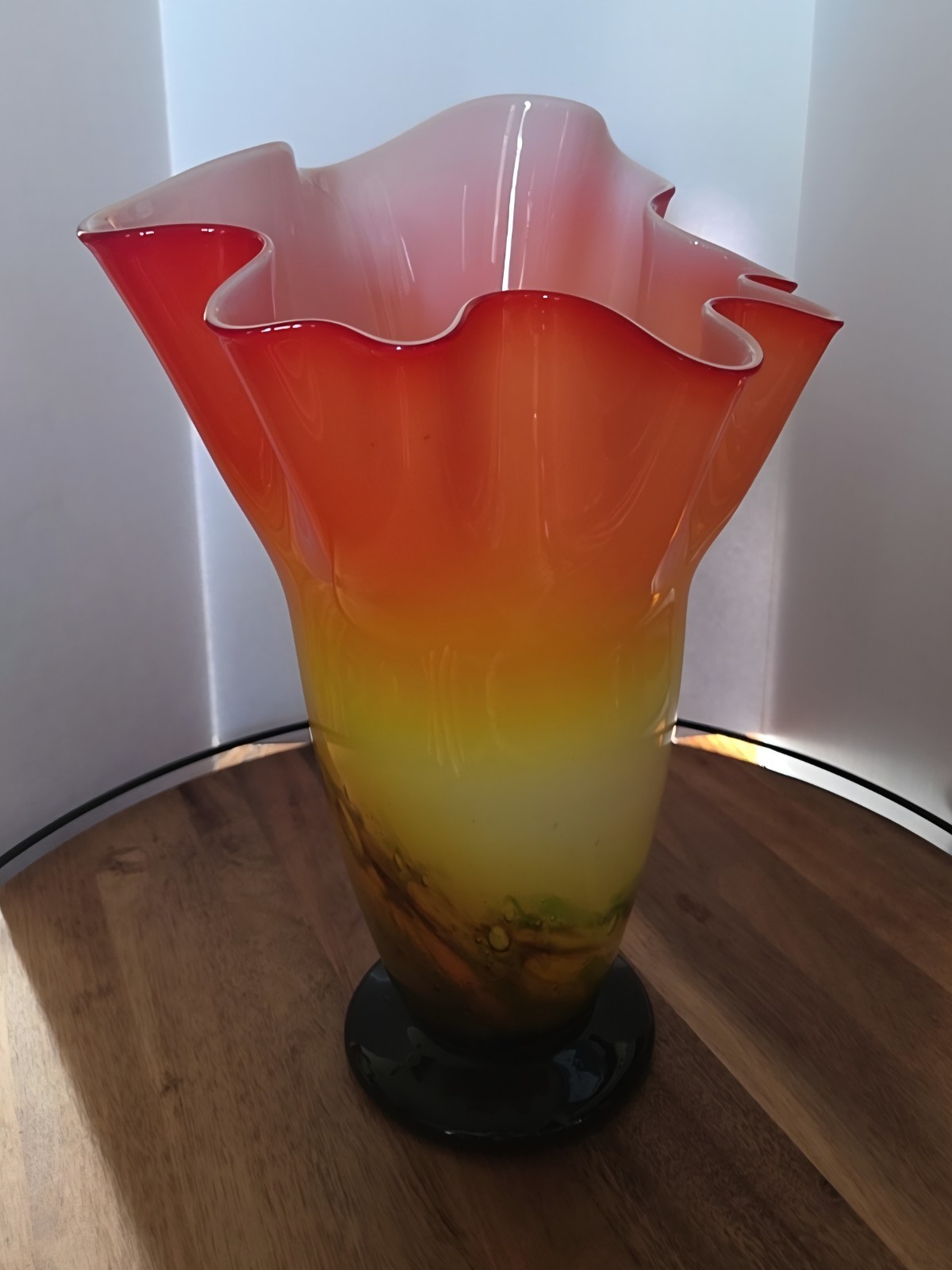 Mid 20th Century Murano Orange Freeform Handkerchief Footed Vase
