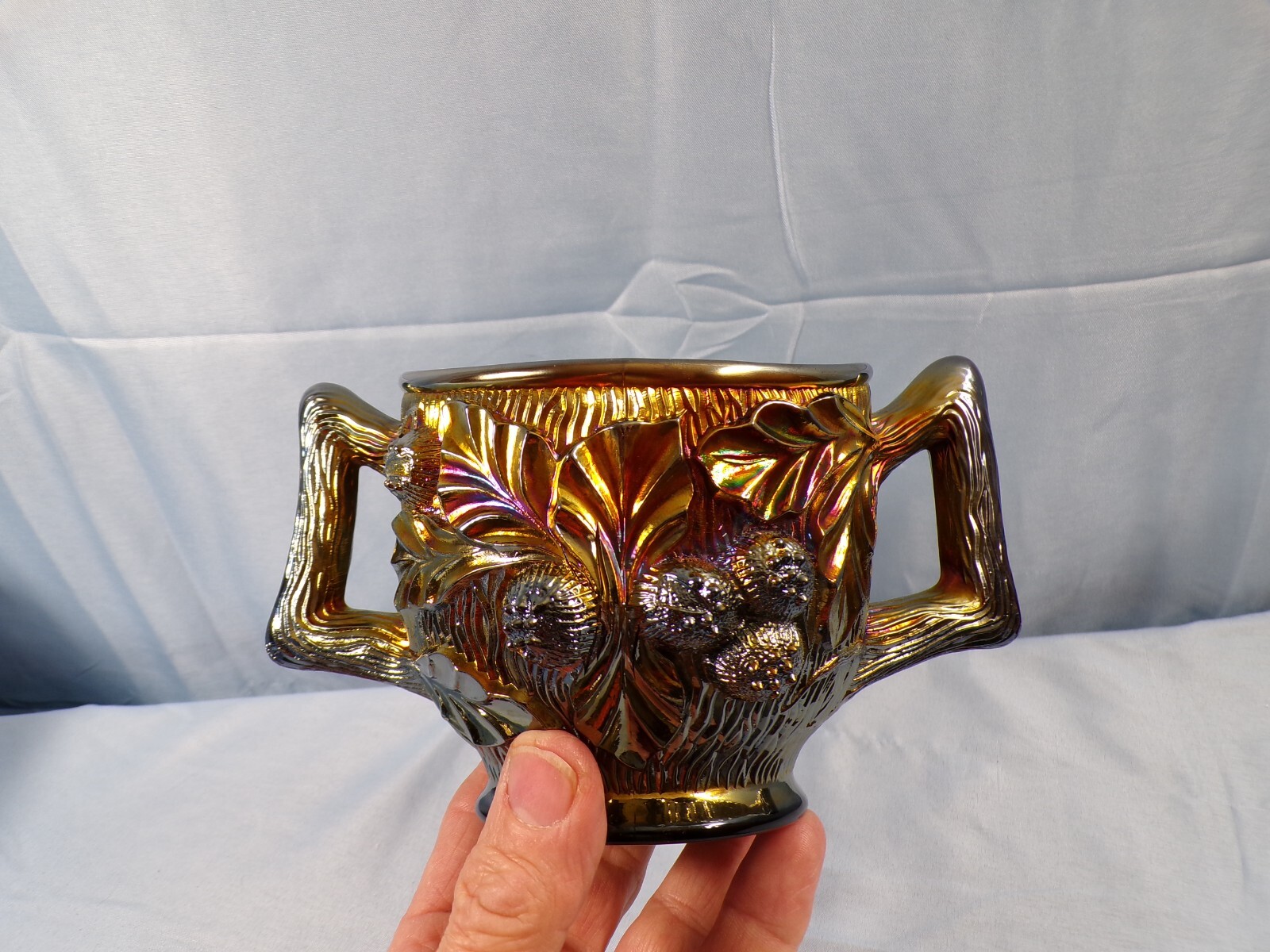 Northwood Amethyst Carnival Glass Acorn Burrs Spooner Vase