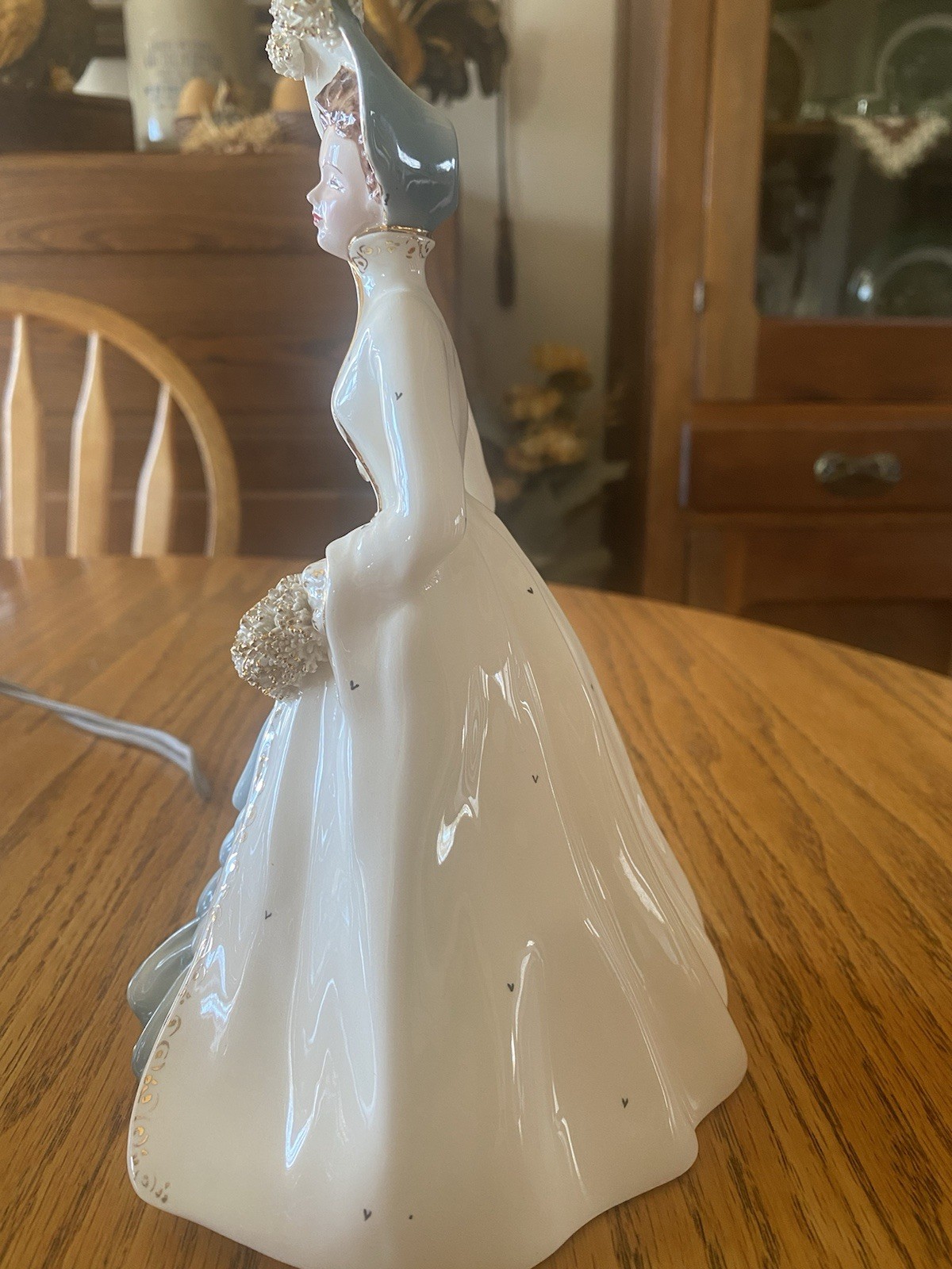 Florence Ceramics Pasadena “Diane” Figurine Blue Dress White/Gold Coat Mint Cond