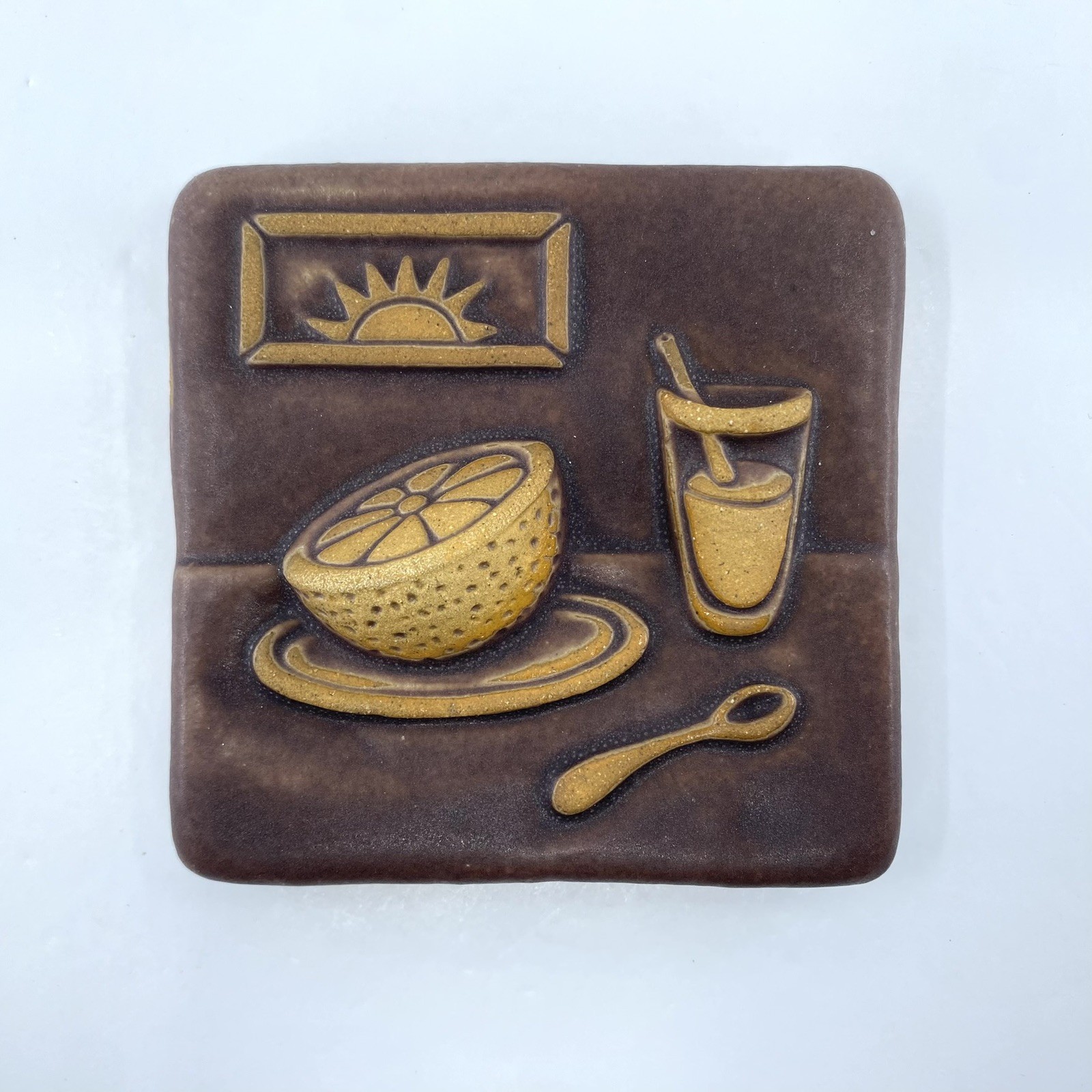 Grapefruit & Juice 4×4″ Ceramic Art Tile by Gretchen Kramp