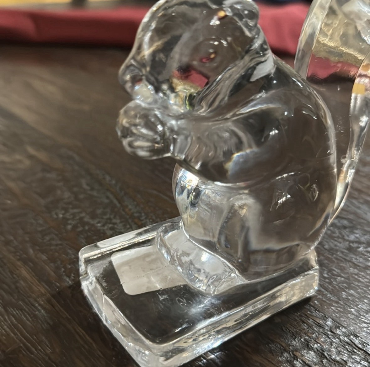 Crystal Art Glass Squirrel Figurine Paperweight Vintage Collectible