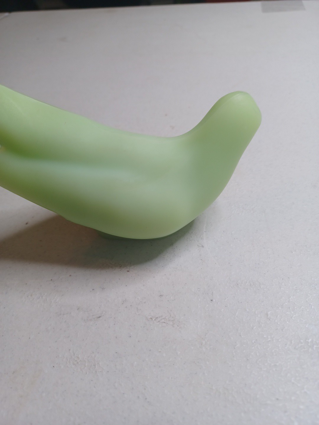 Fenton Uranium glass bird of happiness figure satin green