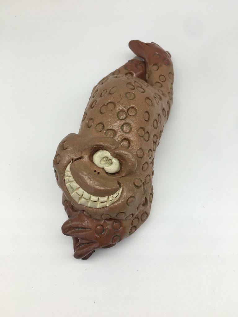 Whimsical Bill Hicks Smiling Frog Figurine Studio Pottery Excellent