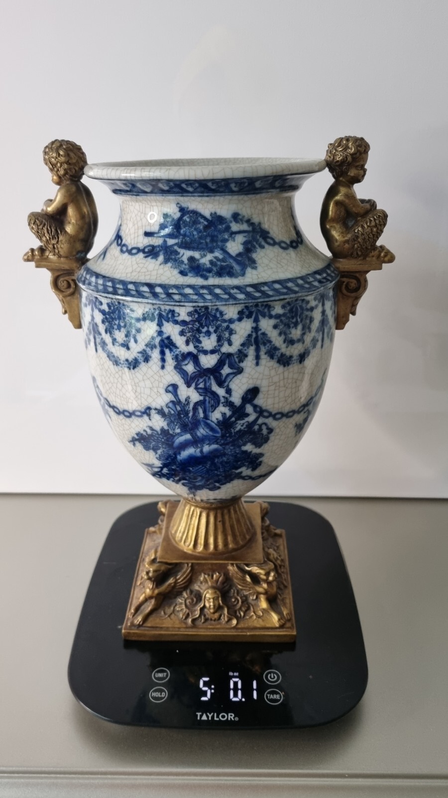 Wilson Porcelain. Gilt Mantel Vase Bronze Satyr.