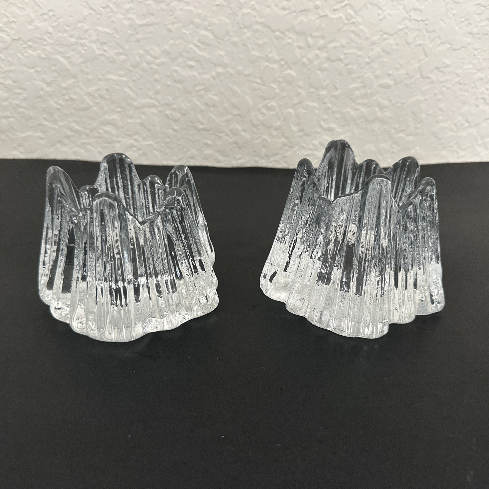 NYBRO Vintage 70s Volcano Crystal Glass Votive Candle Holder – Set of 2