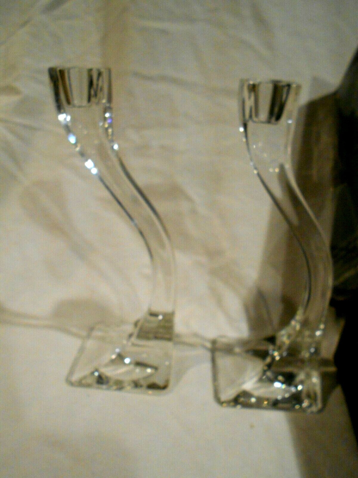 2- Sets Riedel Germany 8″ Pair of Crystal Candleholders Original Box & No box
