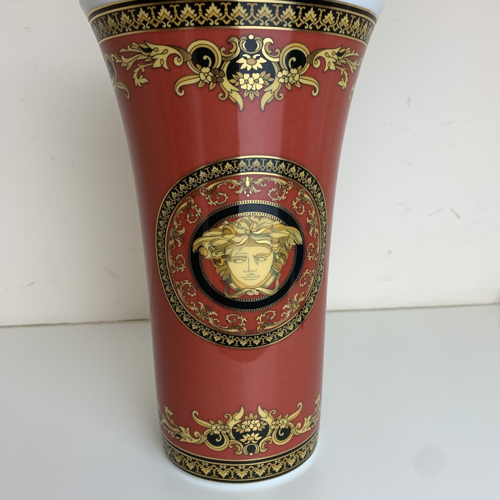Versace Rosenthal Medusa Red Medium Vase 10 1/4″ 26cm
