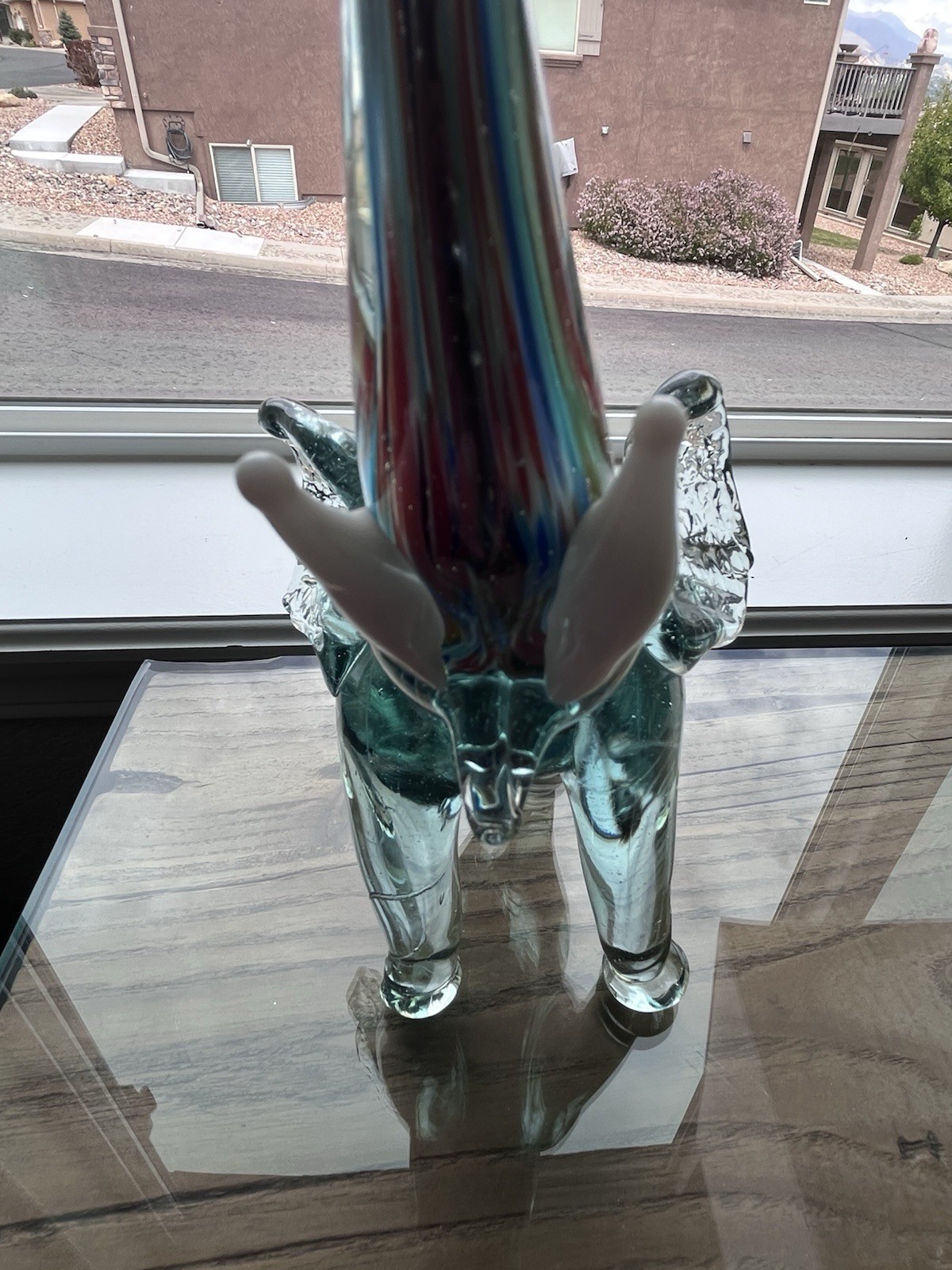 Vintage Murano Barovier Art Glass Elephant White Glass Tusks 8” Italy