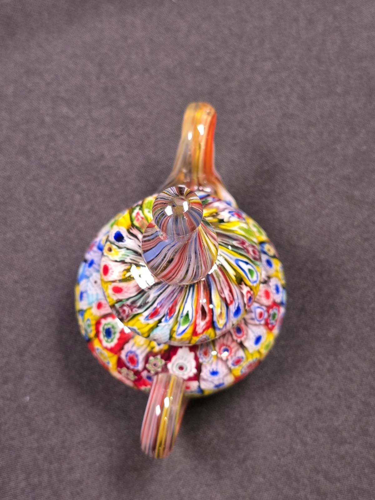Vintage 1960s Ventian Millefiori Murano Glass Paperweight Tea Pot