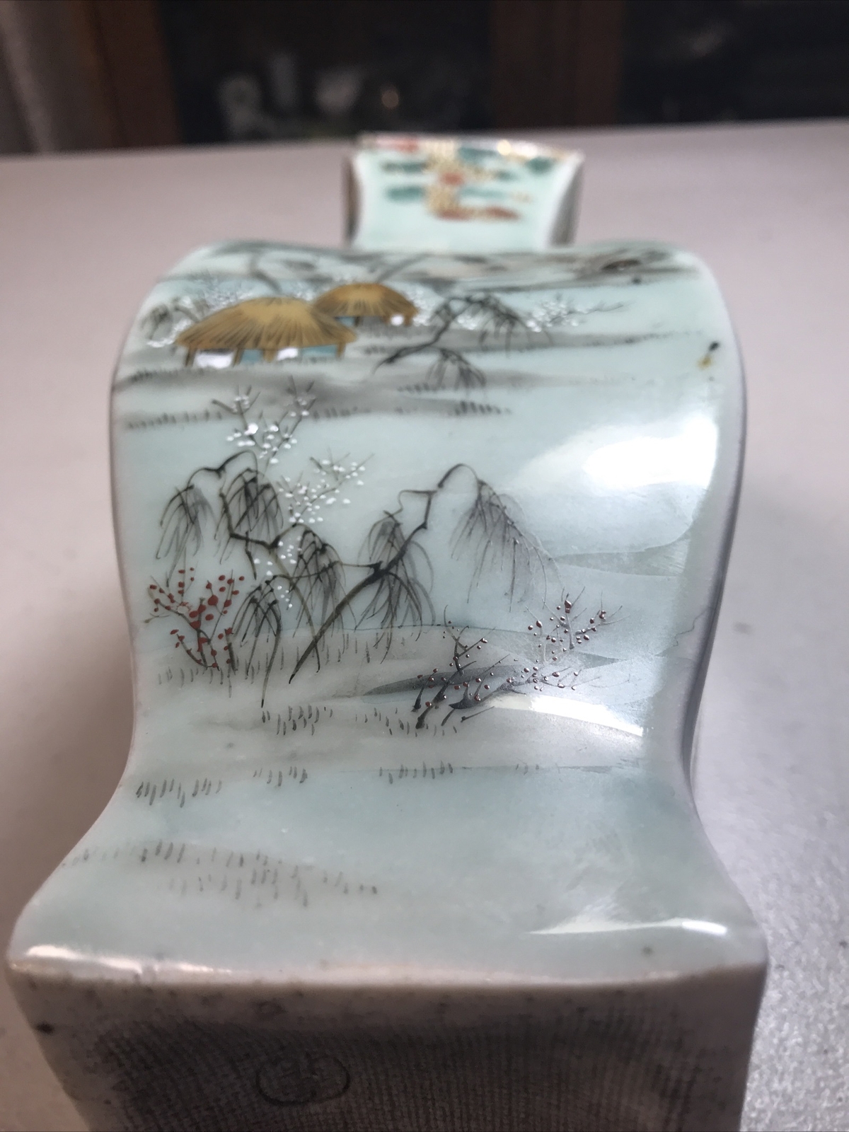 Caledon Vase Hand Painted Signed Chinese Import 10″ Antique Signed