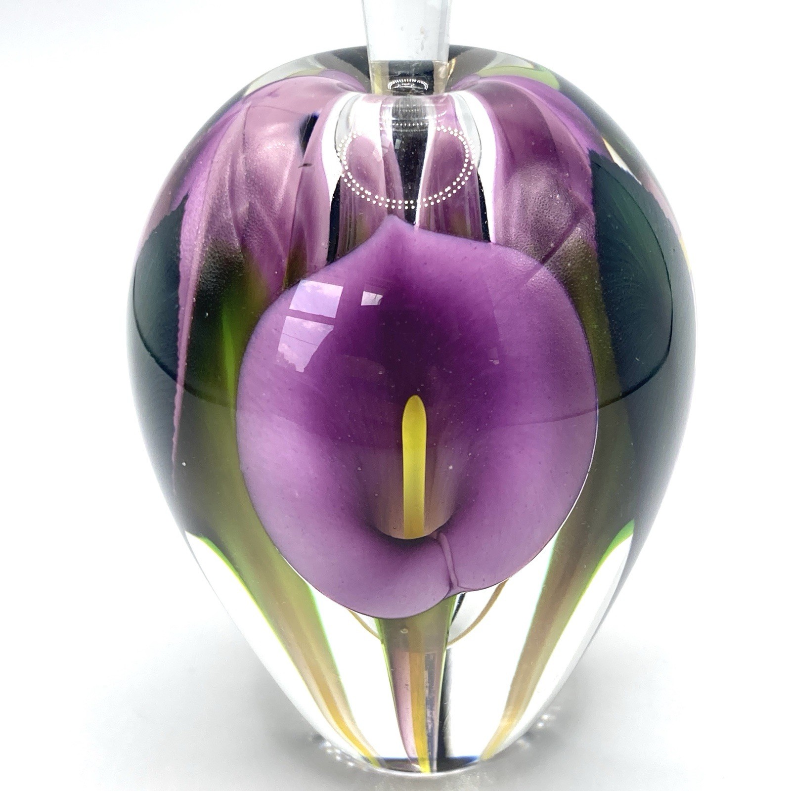 Lotton Studios Scott Bayless Calla Lily Art Glass Paperweight Perfume Bottle